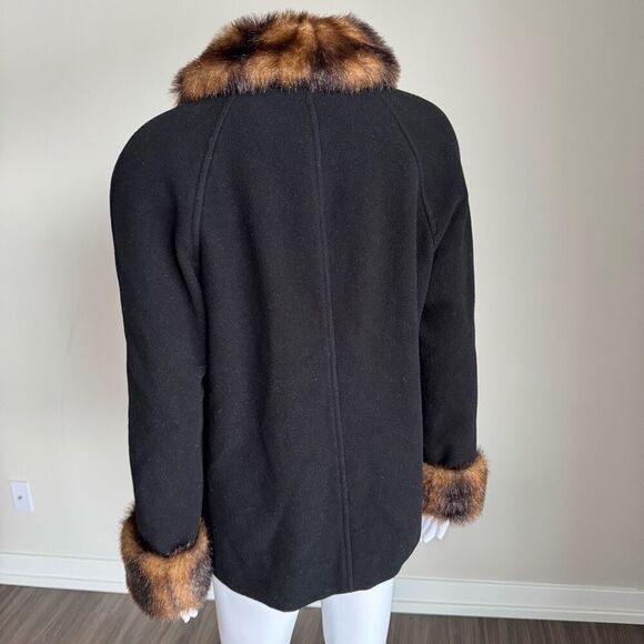 VTG Y2K Cozy Wool Faux Fur Trim Coat Size M - Picture 4 of 7